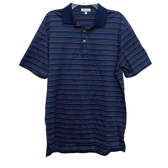 Peter Millar Polo Shirt Mens Medium Multicolor Stripe Golf Casual Outdoor Adult